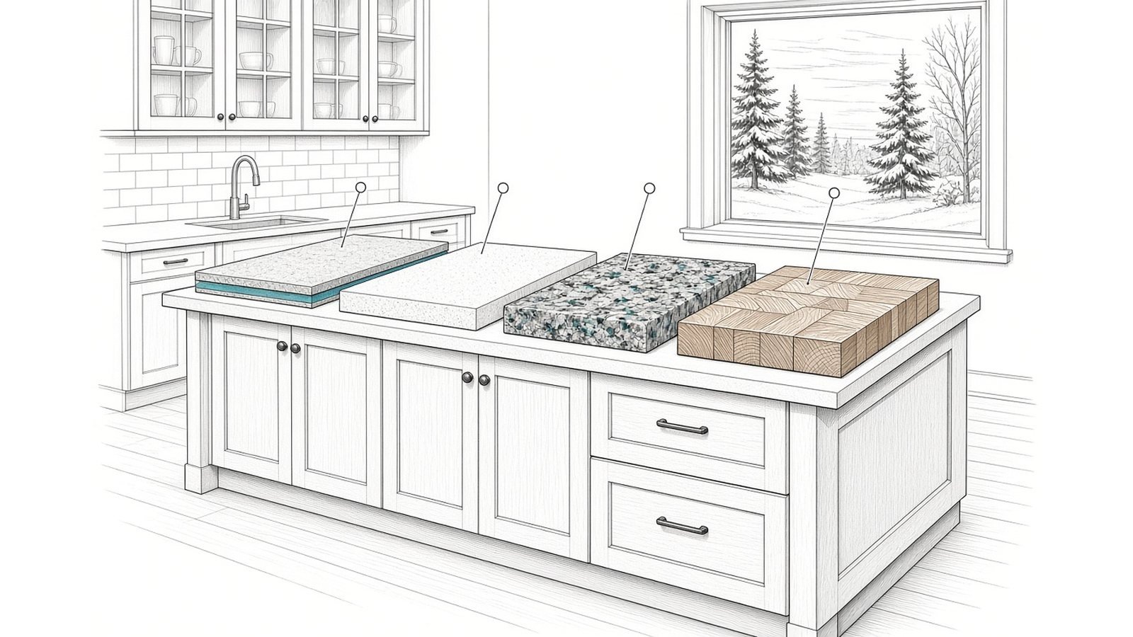 Choosing Countertops: Laminate, Quartz, Granite, and Butcher Block Compared