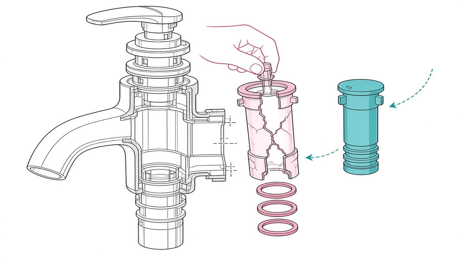 Replace the worn part — How to Fix a Leaky Faucet
