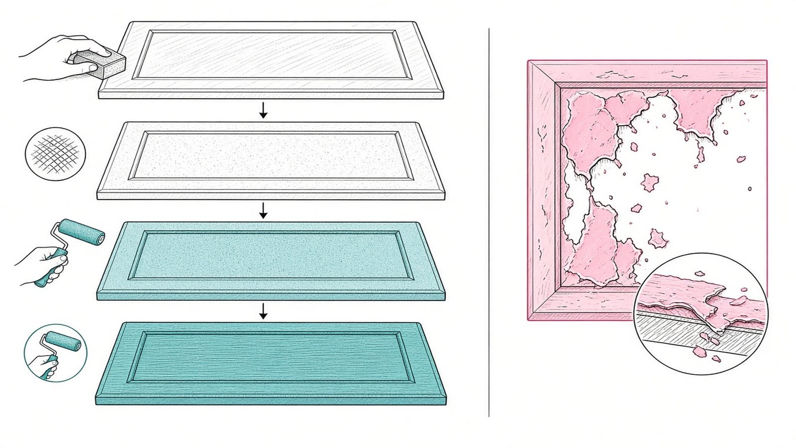 Sand and prime — How to Paint Kitchen Cabinets