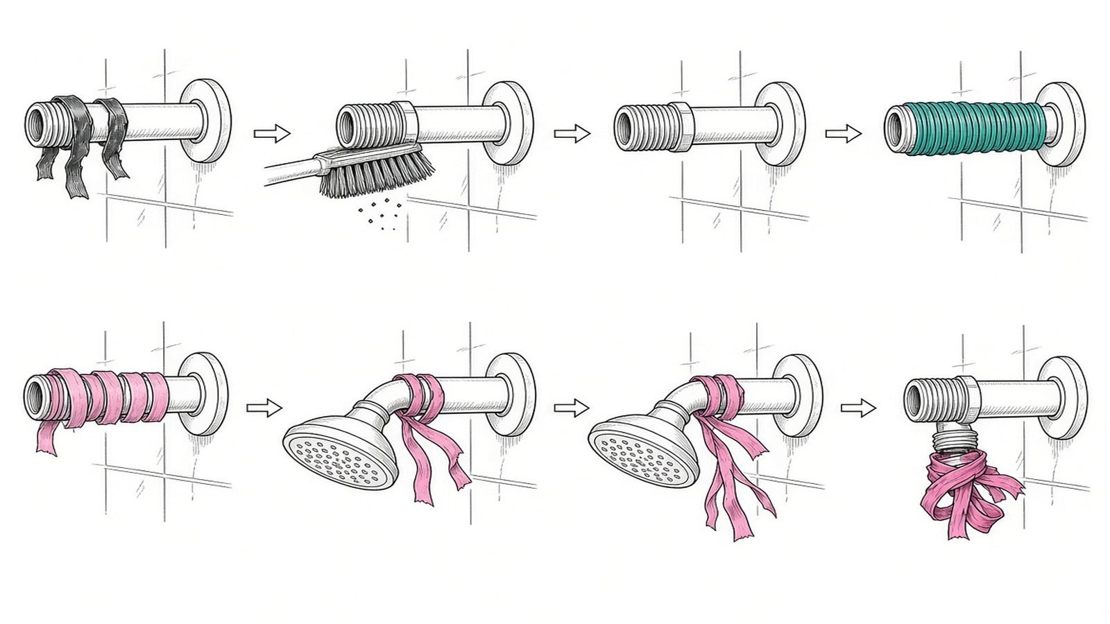 Clean and tape the threads — How to Replace a Showerhead